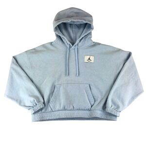 Nike Air Jordan Essential Cropped Sweatshirt Hoodie Women Large Blue‎ Pullover